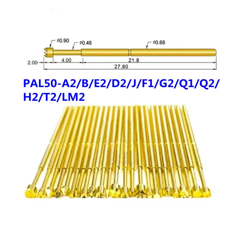 

20PCS Gold-plated Spring Test Probe PAL50-A2 B1 E2 D2 G2 H2 J1 Q1 Q2 T2 LM2 Outer Diameter 0.68mm Length 27.8mm PCB Pogo Pin