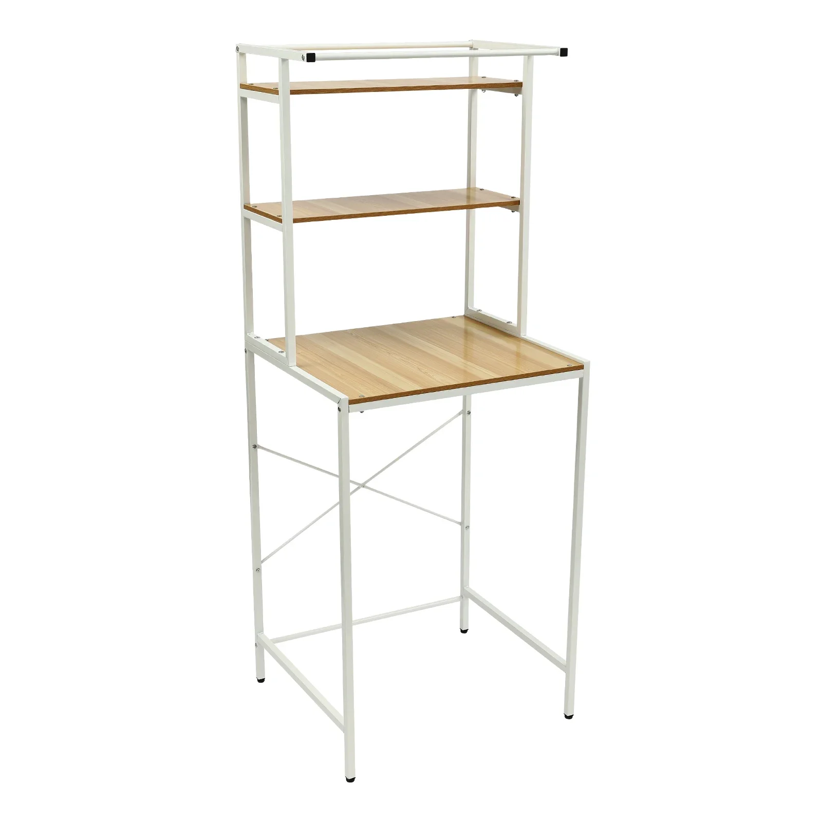 

Industrial Shelves with MDF Top, Iron Frame, 22 Lbs Per Tier Load Capacity, 3-tier Design with Towel Crossbar, Large Bottom Comp