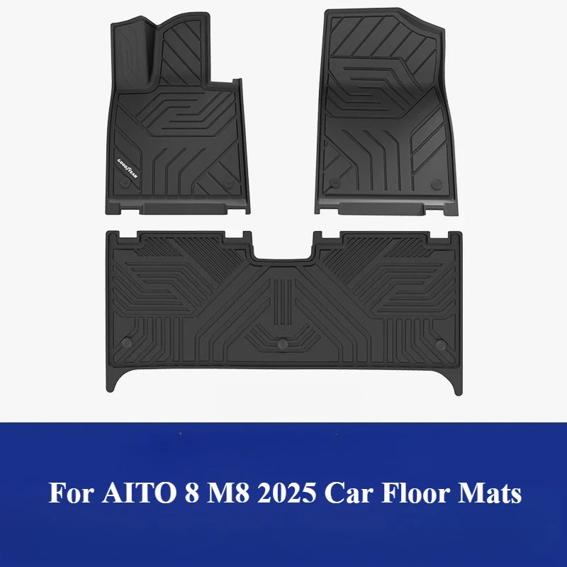 For AITO 8 M8 2025 Car Floor Mats Single Layer Full Surrounded TPE Floor Carpet High Edge Waterproof Modification Accessories