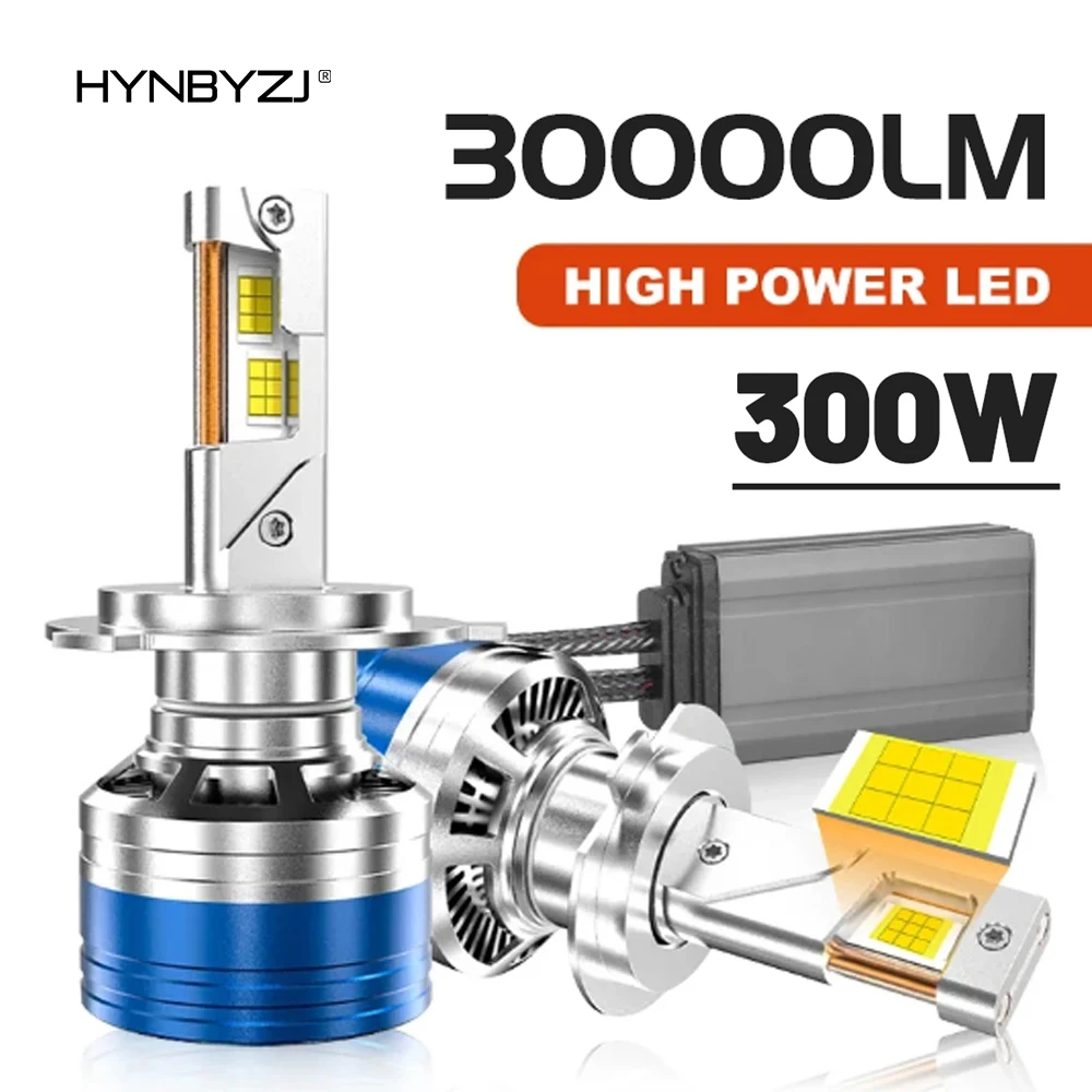 

HYNBYZJ Car 30000LM H7 H4 H11 LED Headlight 300W Canbus H1 H8 HB4 HB3 9005 9006 Turbo Lamp 6000K White CSP Chip Car Light