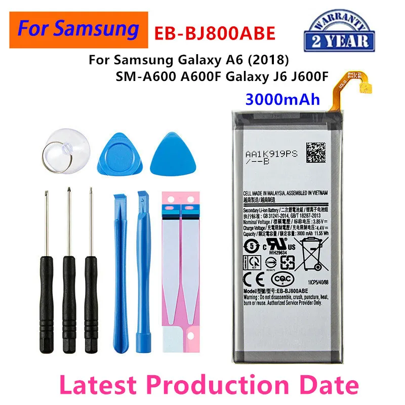 

Brand New EB-BJ800ABE 3000mAh Battery For Samsung Galaxy A6 (2018) SM-A600 A600F Galaxy J6 J600F Mobile Phone