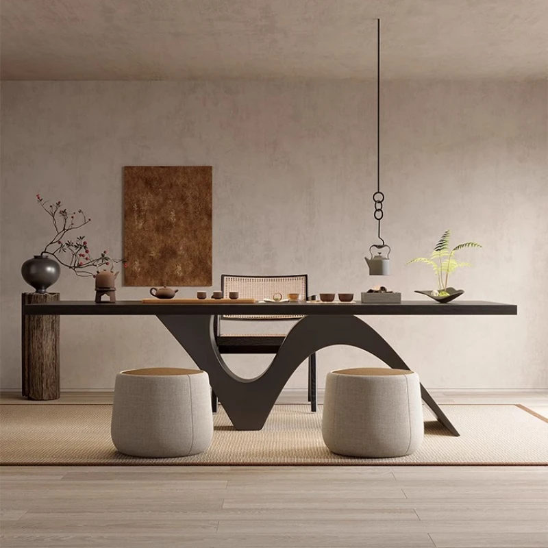 TT Italian minimalist solid wood large board office tea table and chair combination reception room tea table