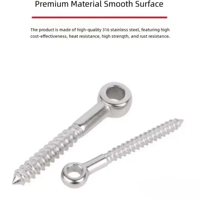 316 SS Eye Screw Lag Bolt for WoodSelf-Drilling Hanging Hook M4-M10