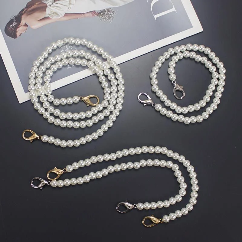 Handcrafted Pearl Chain Strap Weaved Handbag Crossbody Bag Shoulder Bag Handle Bag Fashion Accessory for Men And Women