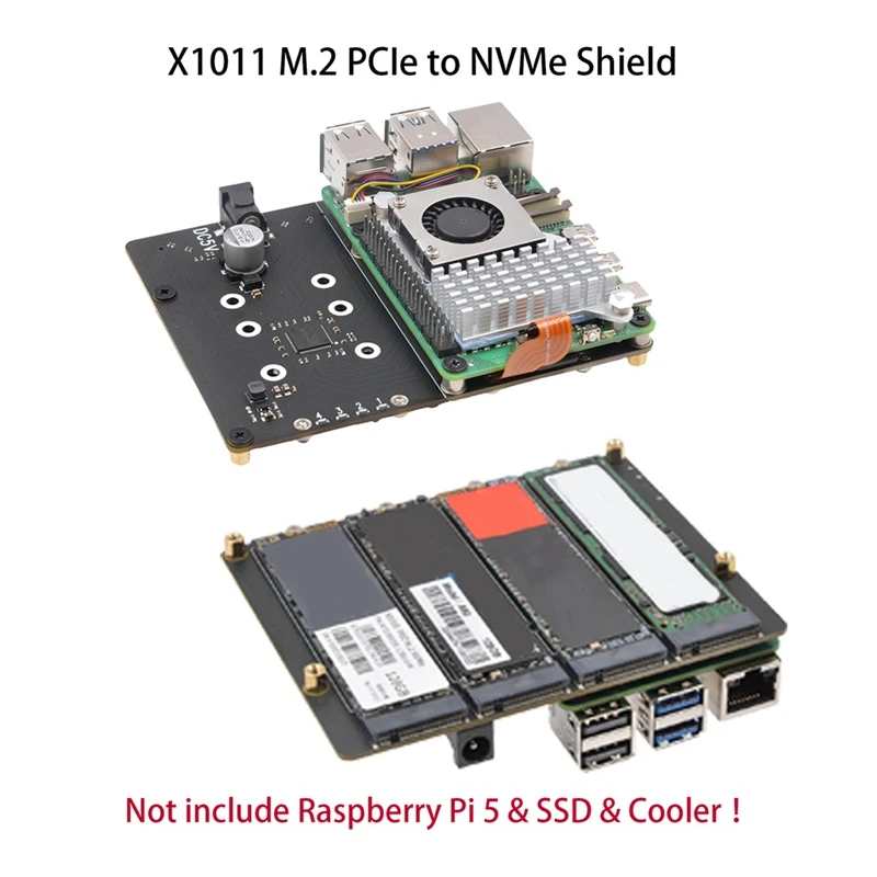 Smart-X1011 Pcie To Nvme Shield Hard Disk Expansion Board Support Four 2280/2260/2242/2230 M.2 Nvme Ssds For Raspberry Pi 5