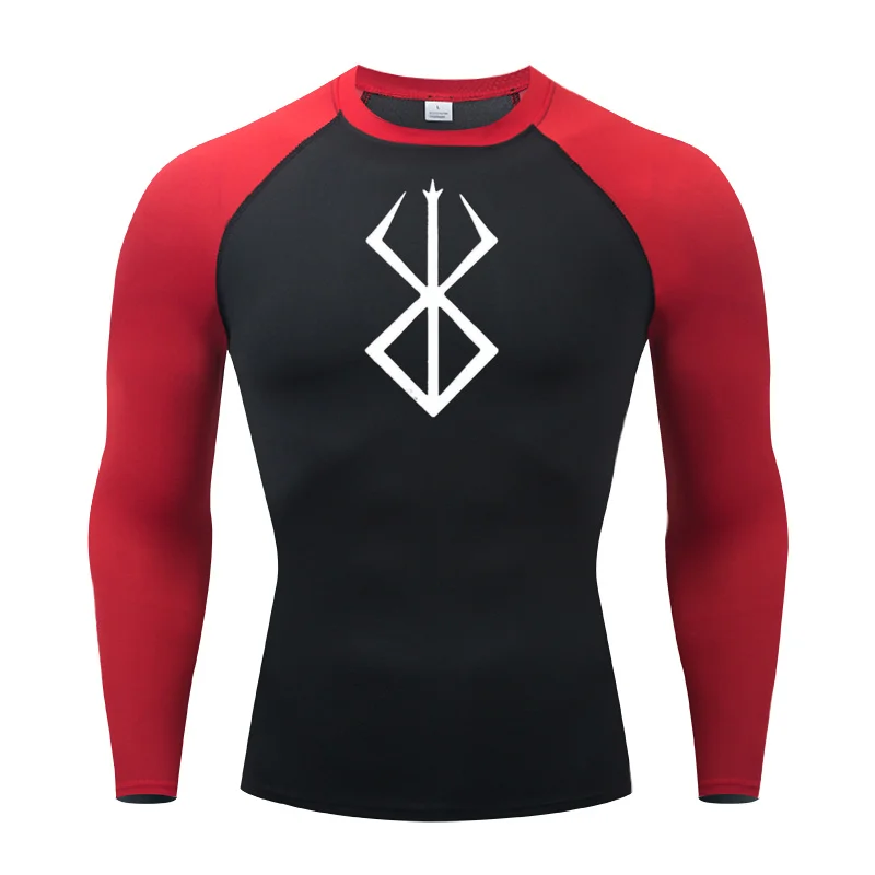 Men's Compression T-shirt Long Sleeve Anime Berserk Guts Sport Quick Dry T Shirts Athletic Gym Tight Undershirts Tops Tee Male