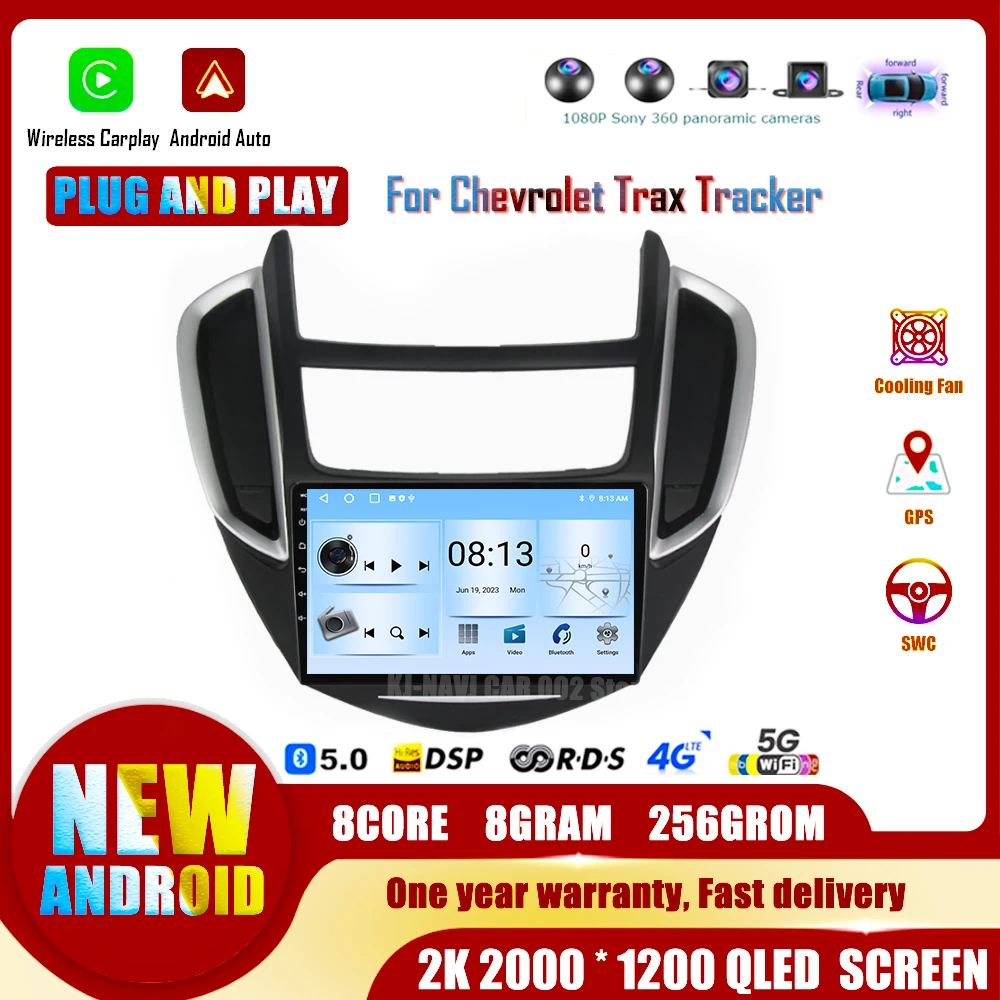 

For Chevrolet Trax Tracker 2014 2015 2016 Android 14 DSP 4G LTE 8G+128G Carplay Car Multimedia GPS Navigation Auto Radio Player