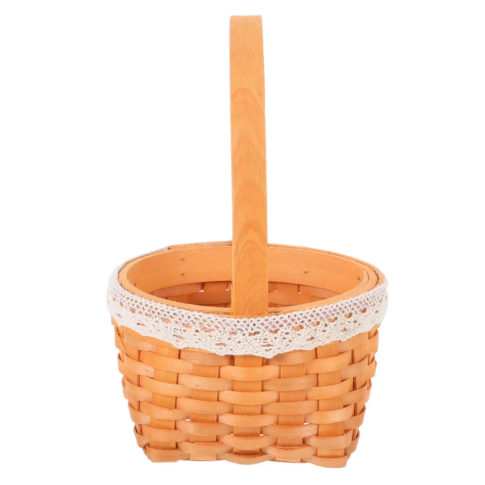 

Mini Shopping Basket Baskets Candy Storage Brown Desktop Decorative Flower Child