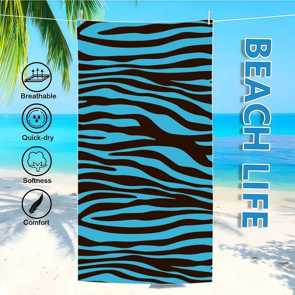 Towel Textile Print Zebra Bathrobe Beach Quick-Drying Lightweight Portable Camping Fashion Swim Pool Travel