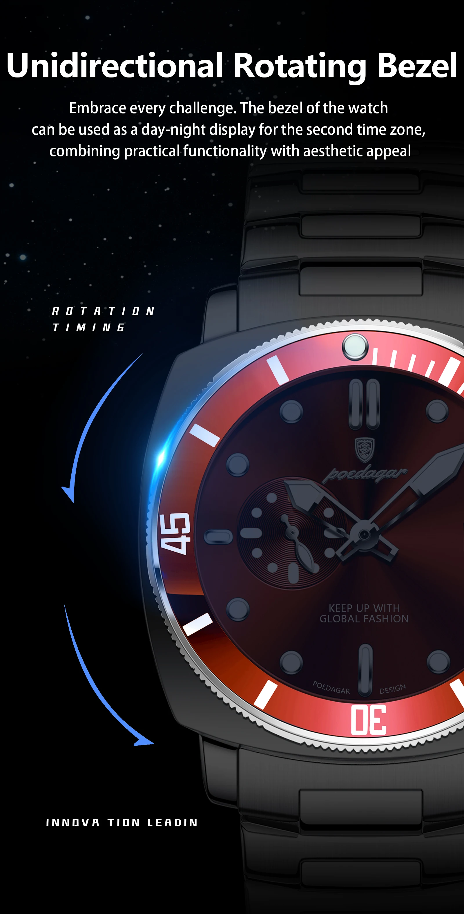 POEDAGAR Luxus Trendy Männer Uhr Wasserdicht Leucht Datum Edelstahl Männliche Uhr Quarz Business Sport herren Uhren Reloj – Detail 7