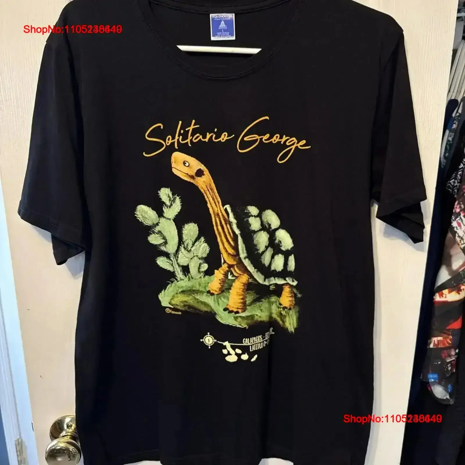 Solitario George T Shirt Galapagos Ecuador Tortoise Men's Black Large vintage Washed streetwear Top For Everyday Wear vintage