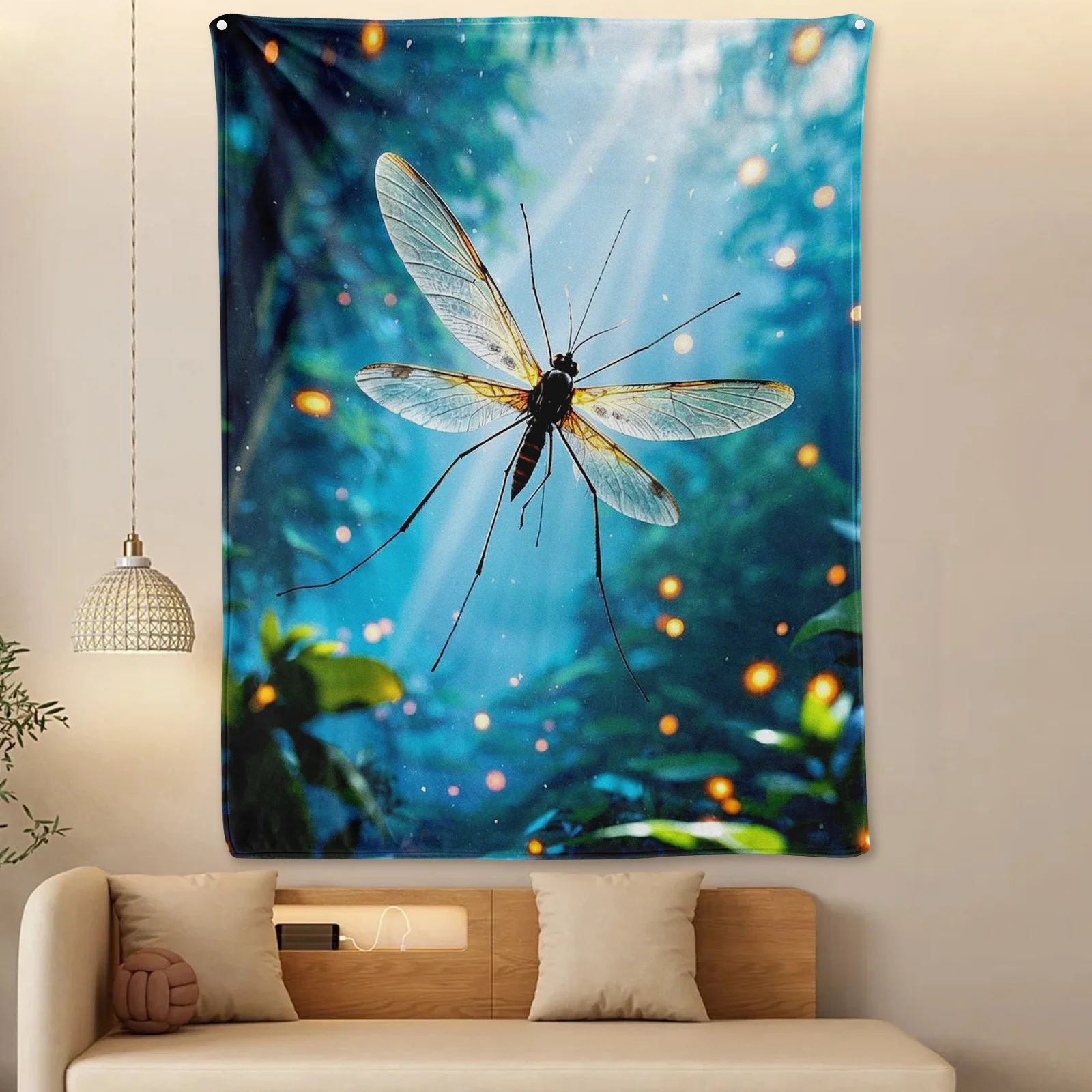 Enchanting Mosquito Blanket With Forest Glow And Starry Night Design For Whimsical Home Aesthetic