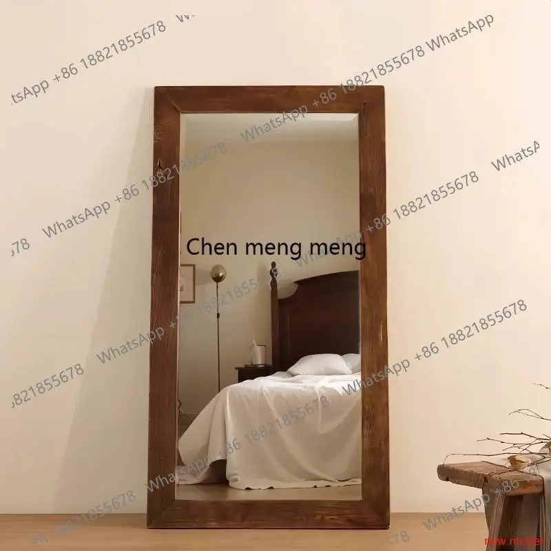 Espejos de pie nórdicos para dormitorio, de cuerpo entero, de madera, estilo antiguo, cuadrados, estéticos, para apartamentos, muebles para el hogar
