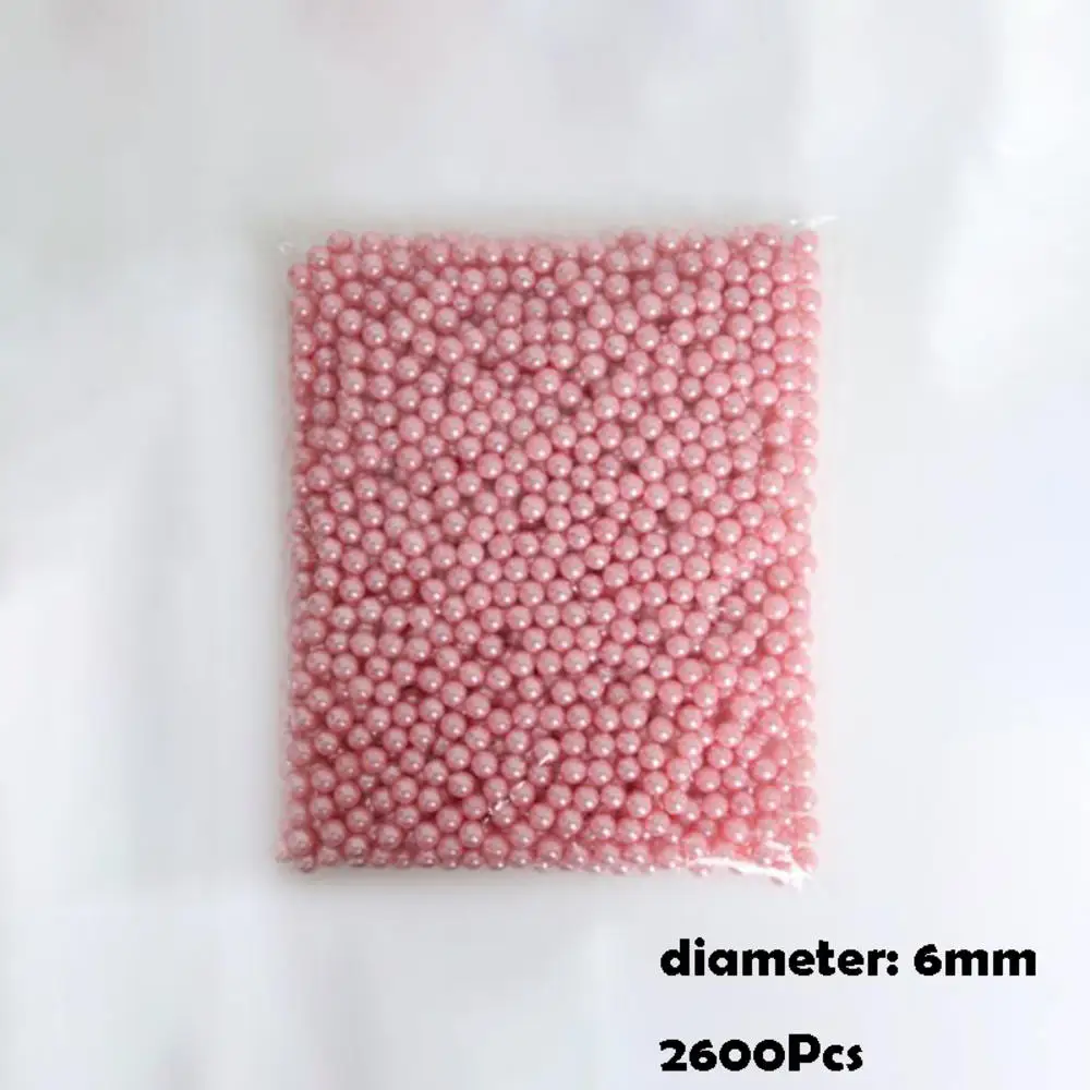 2600pcs Pink Undrilled ABS Art Faux Pearls for Vase Fillers 6mm No Hole Makeup Beads Imitation Round Pearl Beads for Table Scatt