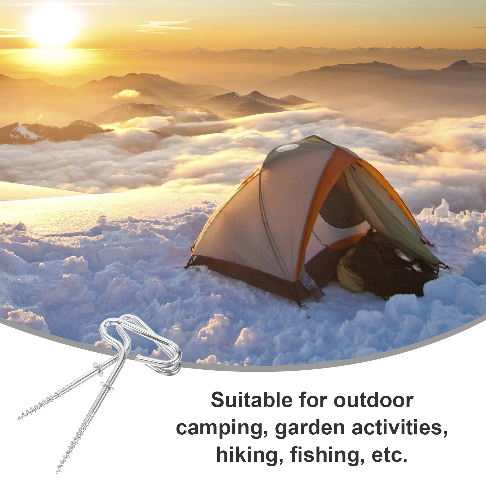 

6Pcs Spiral Ice Stake Galvanized Iron Fishing Tent Peg Outdoor Camping Snow Ground Nails Metal Anchor Rod Holder Durable