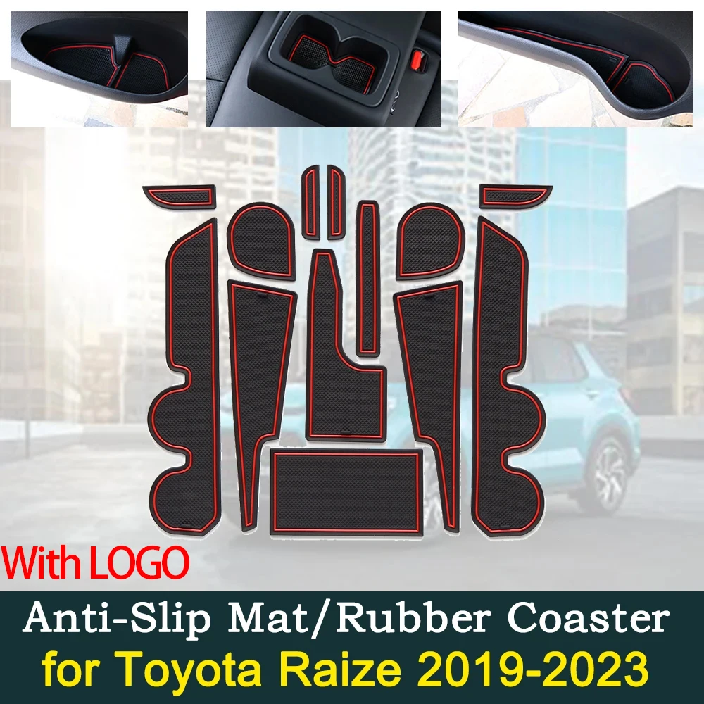 Anti-Slip Gate Mats Cup Door Groove Pads for Toyota Raize Rocky 2019-2023 Slot Hole Pad Car Interior Styling Accessories Gadgets