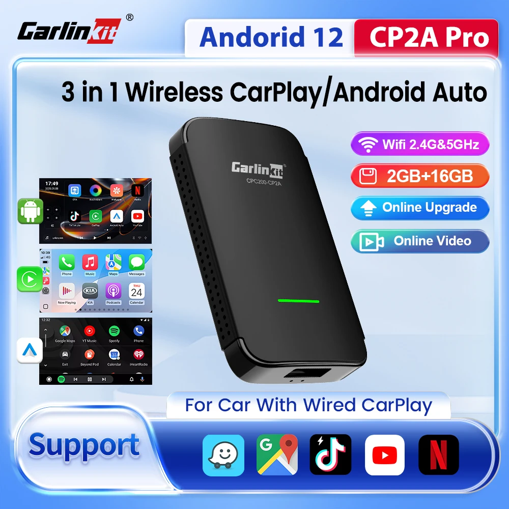 CarlinKit Android 12 Ai Box Wireless Adapter CarPlay Android Auto Wireless CarPlay Smart Box For YouTube Car Intelligent Systems