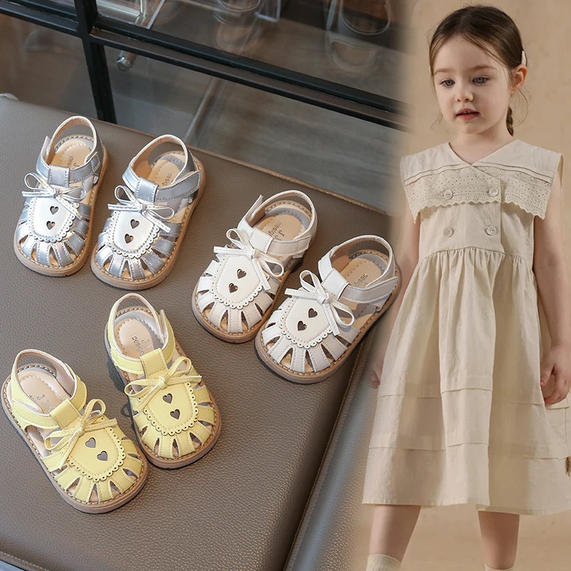 

Children's Steps Butterfly Knot Sandals 2025 Summer New Style Girls' Versatile Hollow Princess Shoes Korean Version Baby Shoes