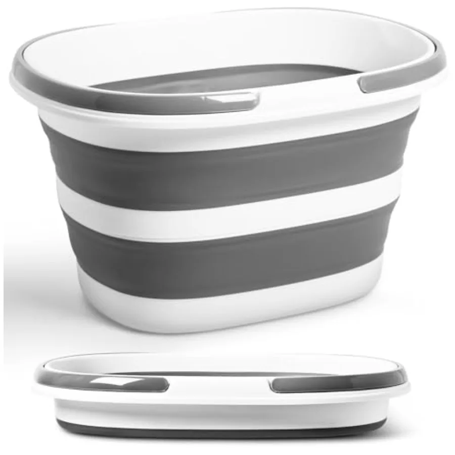 

Collapsible Bucket 16L with Handles Cleaning Mop Bucket Space Saving Foldable Silicone Tub for Laundry Storage Camping Portable