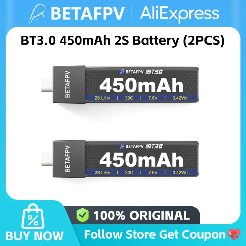 Baterías BT2.0 450mAh 1S 4.35V - Pack De 4 Unidades Para Drones FPV Tiny Whoop Como Meteor75 Baterías BT2.0 450mAh 1S 4.35V - Pack De 4 Unidades Para Drones FPV Tiny Whoop Como Meteor75