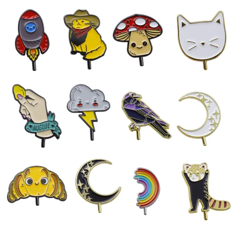 트렌디한 모자 핀 - 유광 에나멜 재미있는 캡 스프링 액세서리