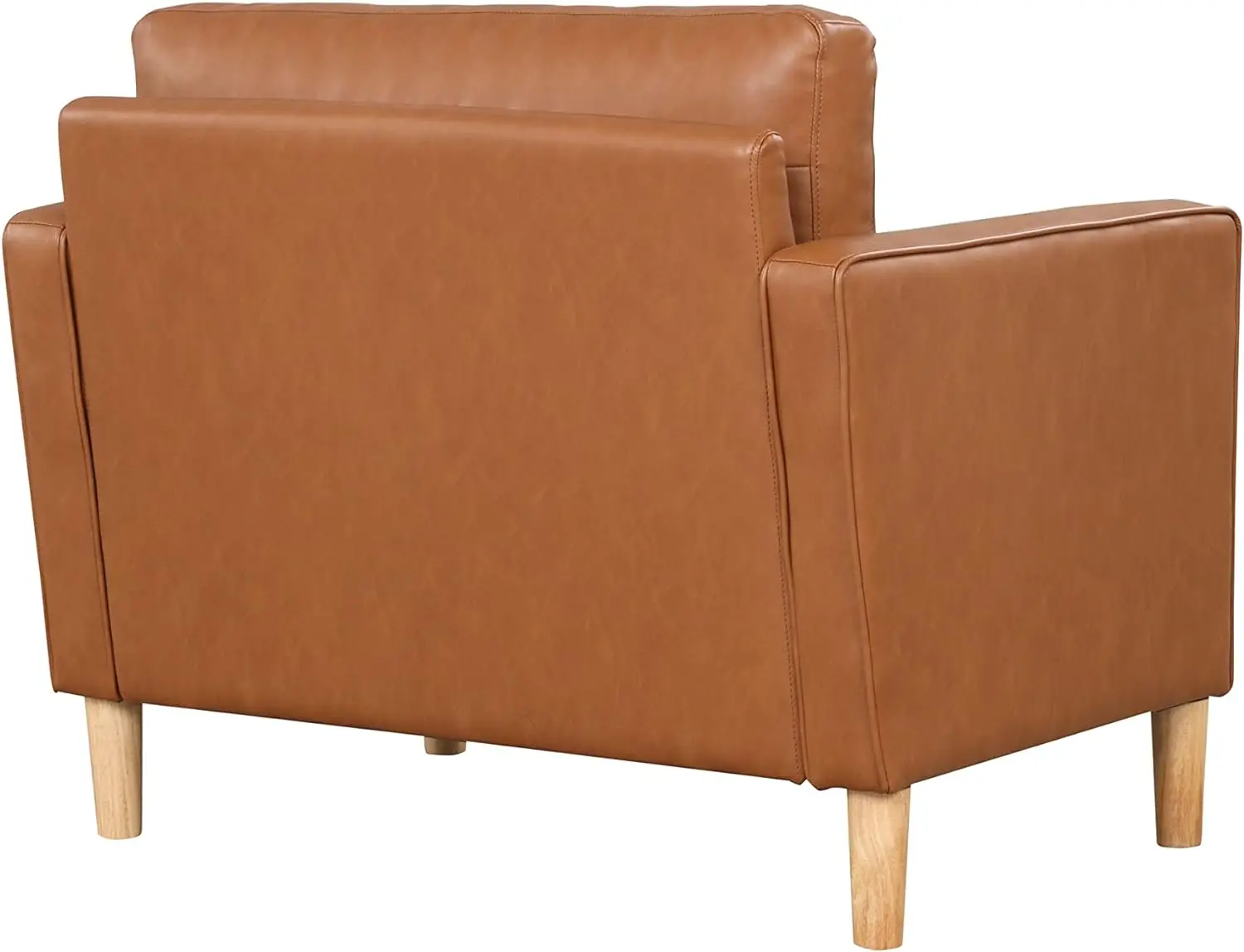 Lexington Chair Faux Leather Upholstery with Throw Pillows Natural Legs Pocket Coils Hardwood Frame 39.8