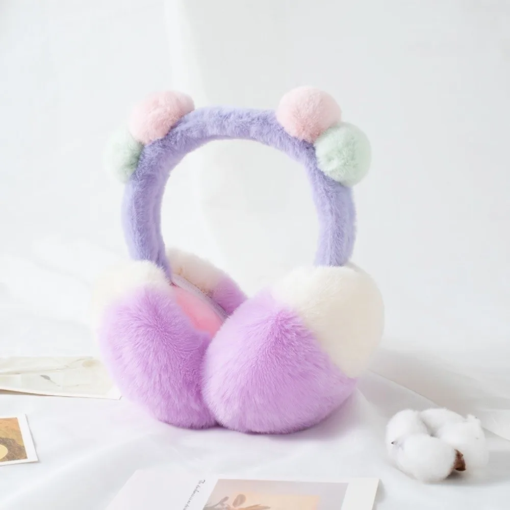 Fashion Two Tone Faux Fur Earmuffs Foldable Fluffy Ear Warmers Portable Sweet Thermal Ear Covers For Women Ladies
