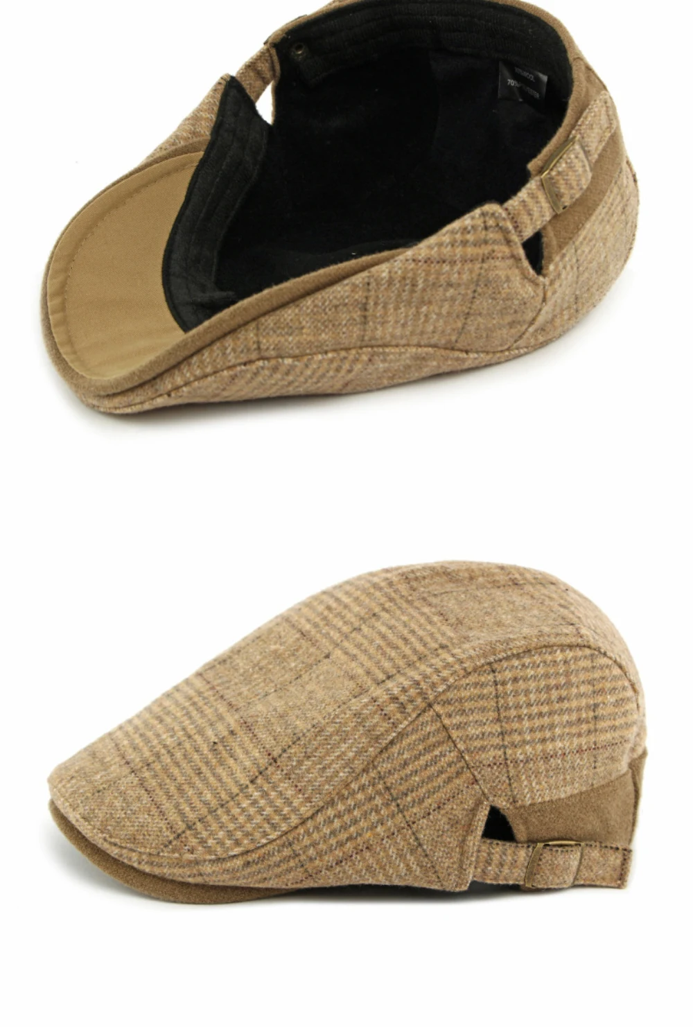 HT4934 Herren Berets Frauen Neue Herbst Winter Wolle Baskenmütze Hut Plaid Künstler Maler Hut Einstellbare Ivy Flache Kappe Männlich Weiblich Baskenmütze Kappe – Detail 14