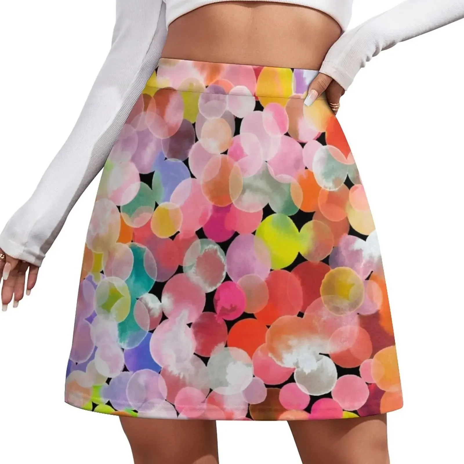 

Candy watercolor dots Mini Skirt night club women midi skirt for women