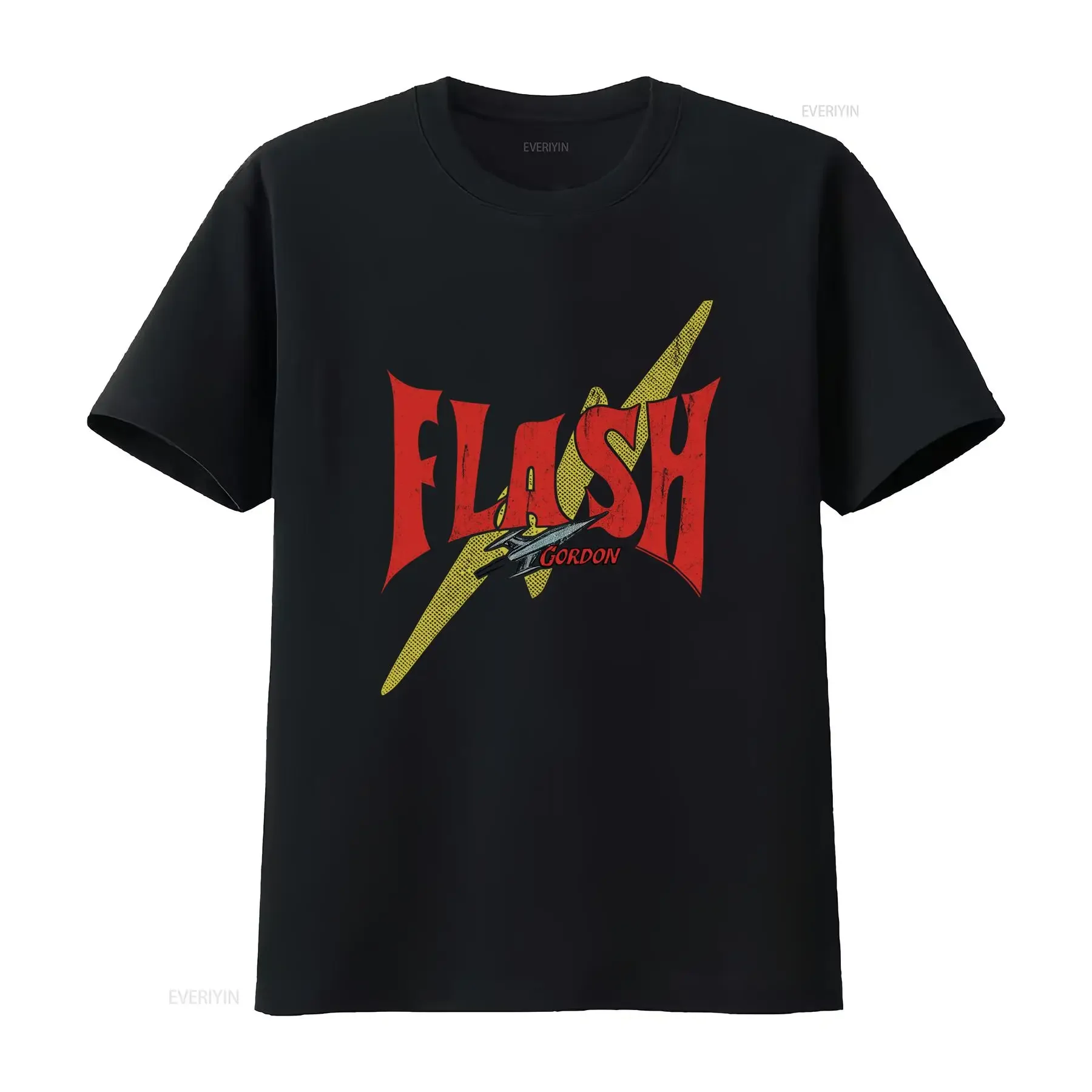 Flash Gordon T Shirt with Bold Lightning Bolt Design Perfect for Sci Fi Fans vintage Washed homme Stylish Slightly