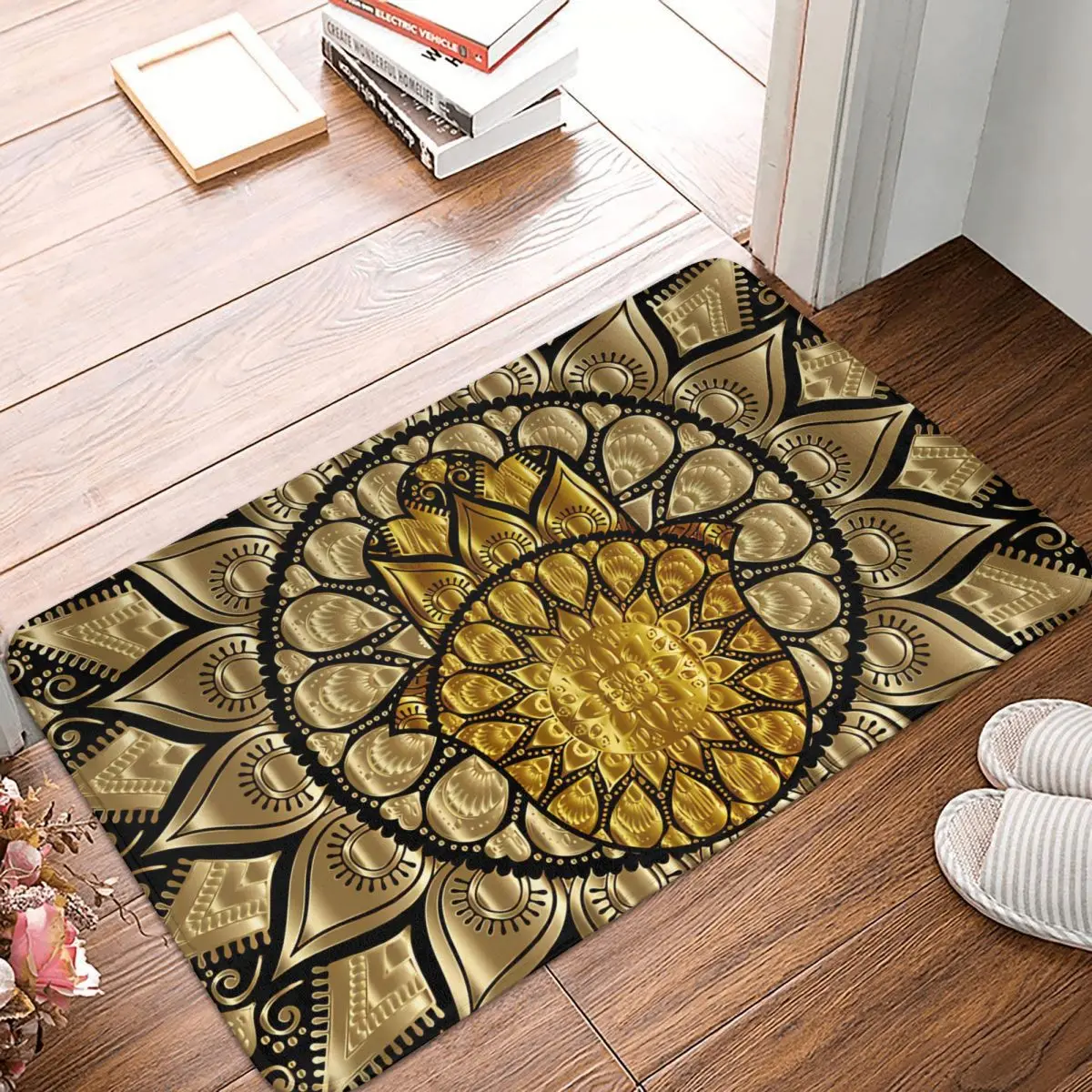 

Gold Embroidery Hamasa Hamsa Hand Fatima Non-Slip Carpet Doormat Living Room Bathroom Mat Welcome Decor Rug