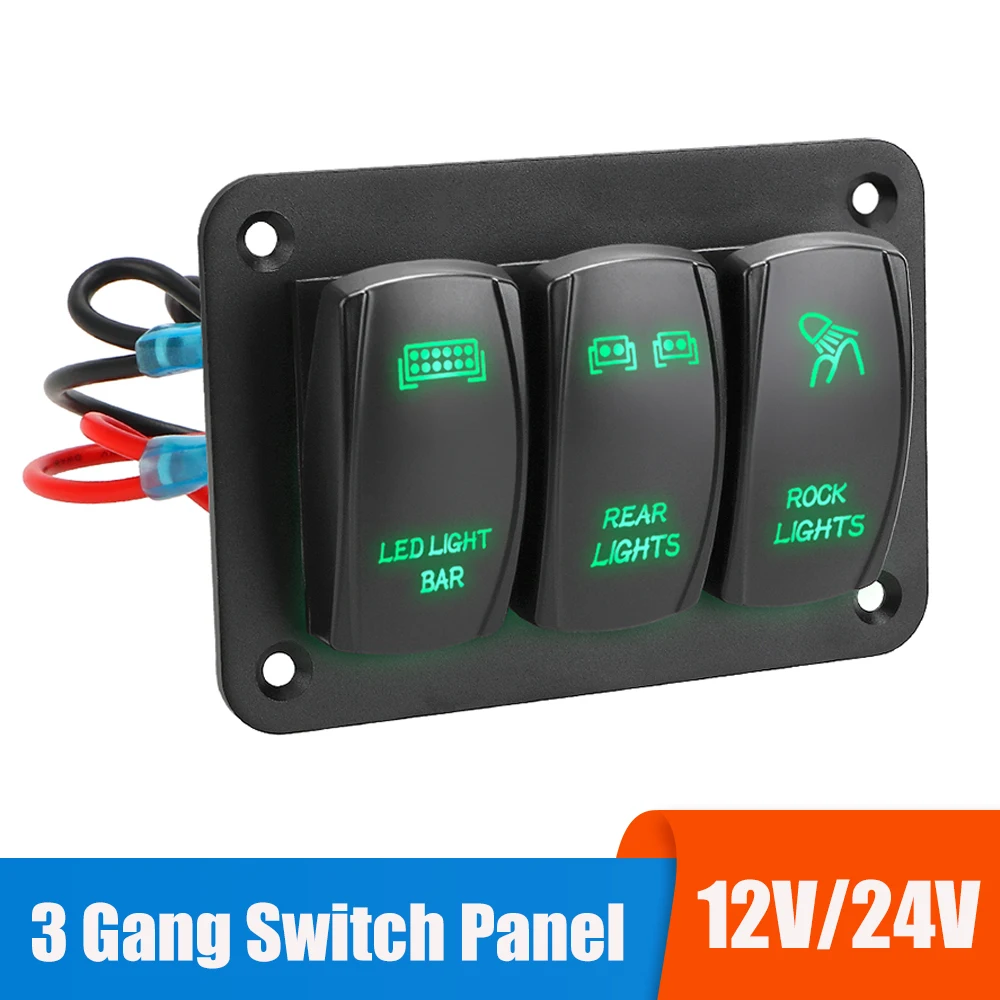 24V 12V Switch Panel 3 Buttons Car Light Toggle Circuit Breaker Auto Accessories For Boat Truck Caravan RV Truck Trailer Marine