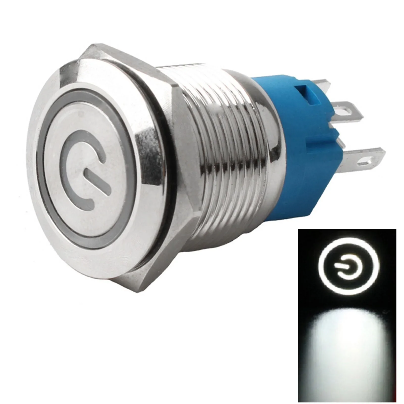 金属ボタンスイッチ バンダルプルーフ 19mm ステンレス鋼 プッシュボタンスイッチ LED 12V セルフロック付き (113 文字)