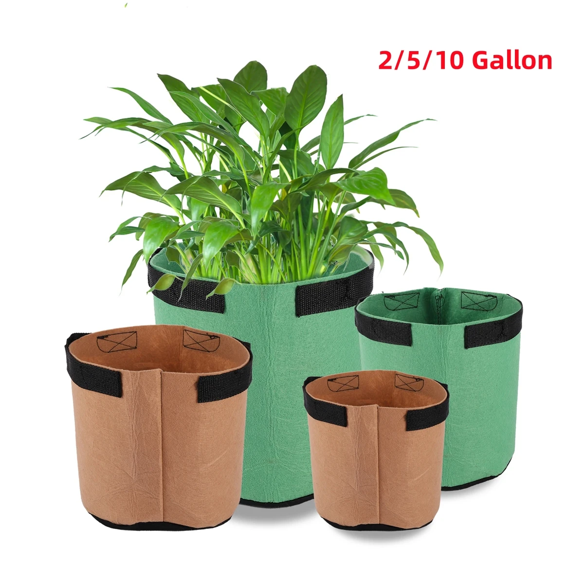 2/5/10 Gallon Planting Grow Bag Plant Fiber Potato Tomato Strawberry Cultivation Pot Garden Balcony Flower Nursery Planter 1Pc