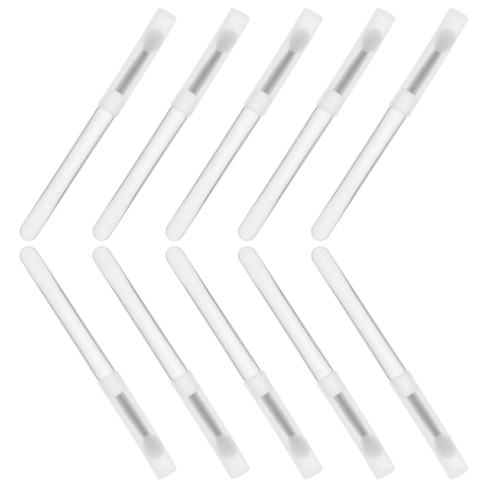 10 stuks lippenborstel applicatorset siliconen make-up tools voor lippenstift lipgloss balsem ronde kop gladde aanbrenging draagbaar met dop