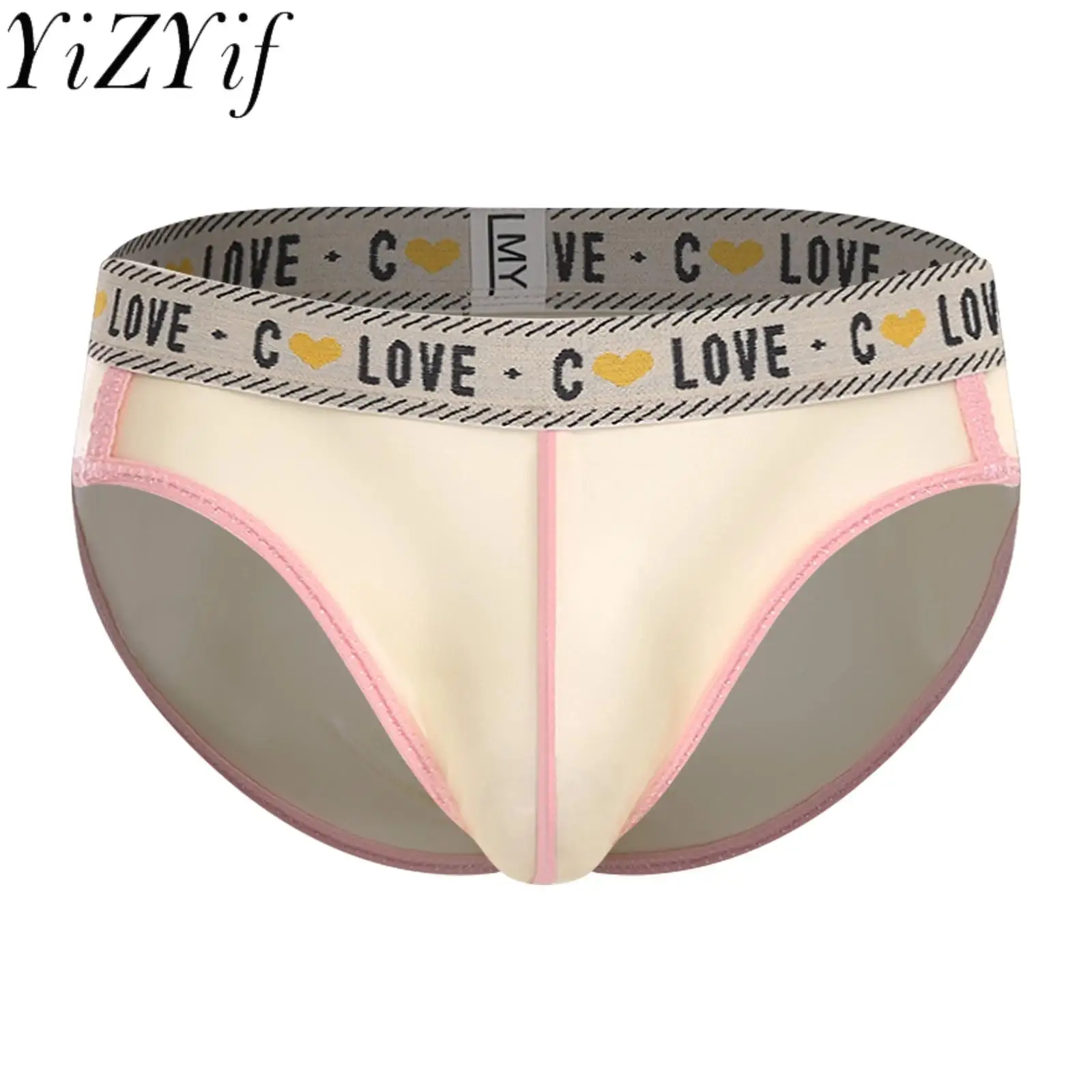 

Мужские сексуальные латексные трусы с выпуклым чехлом, трусики с поясом и буквенным принтом, однотонное нижнее белье с низкой талией, пляжная одежда для повседневного нижнего белья