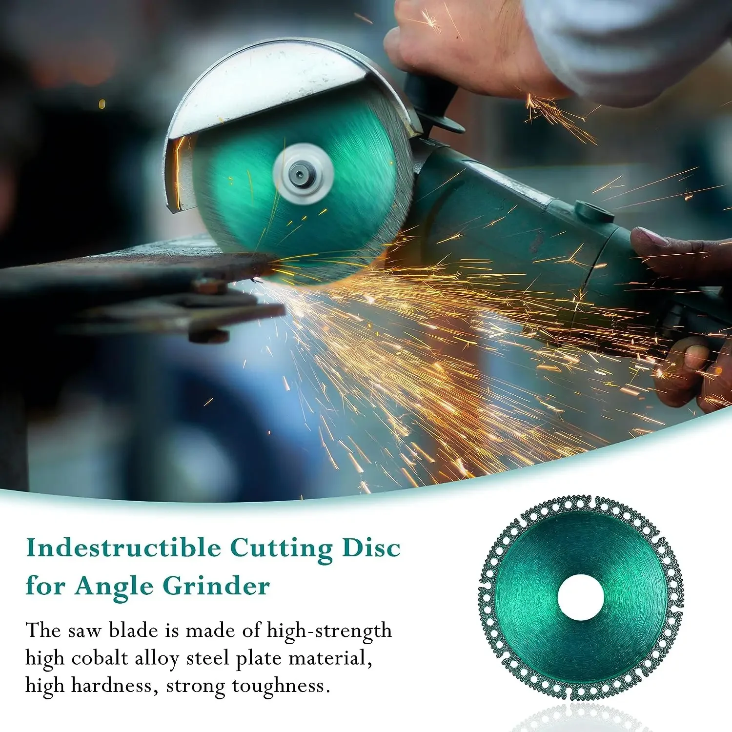 Saw Blade Indestrutível Disco para Angle Grinder, Diamond Cutting Disc, Smooth Cut chanfro moagem de todo o material, 4"