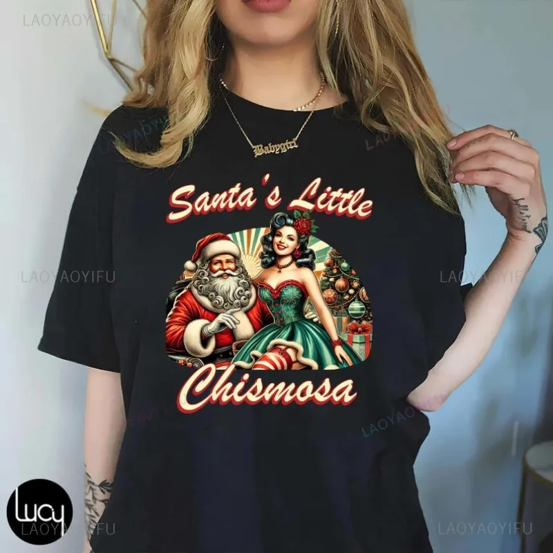 قميص سانتا ليتل تشيزموسا لاتينا النادي الاجتماعي البلوز المكسيكي عيد الميلاد مضحك الجرافيك المحملة LatinX عطلة Teetshirt الشارع الشهير