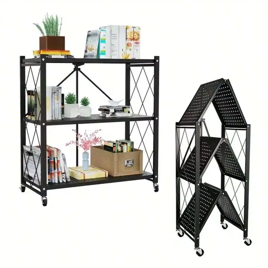 Industrial Style - No Installation Required Foldable Steel Material Storage Shelf Designed With Foldable Structure And Lockable