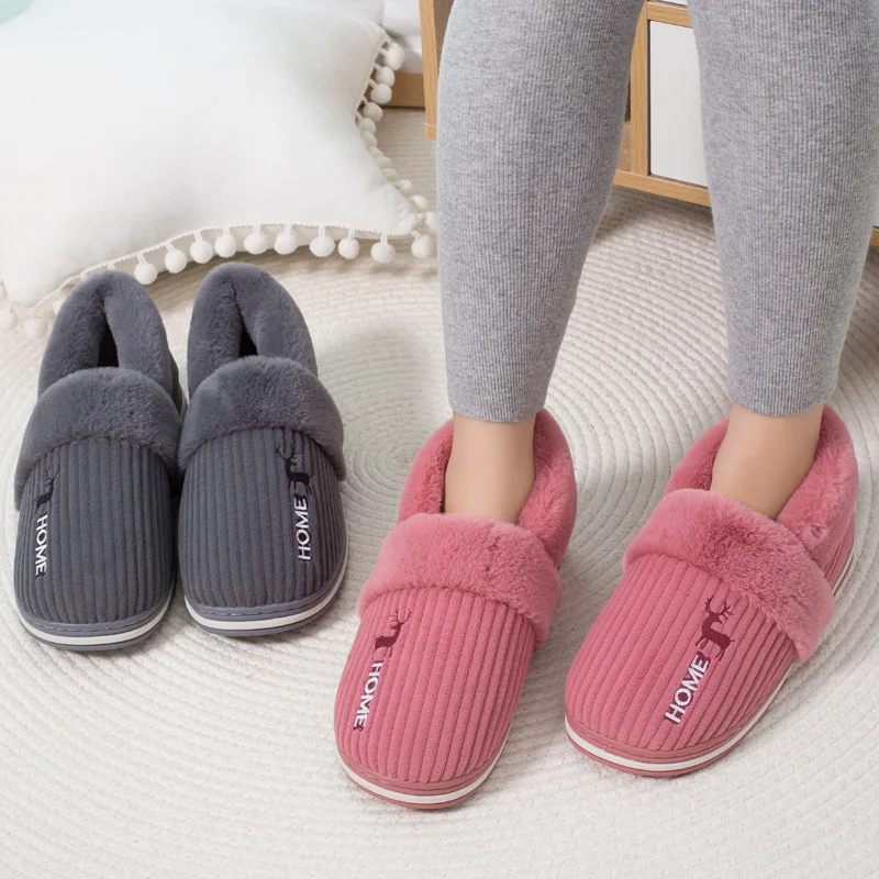 

Litfun Warm Plush Slippers For Women Men Winter Indoor Fashion Furry Slippers Flully Cotton Slides Comfortable Home Bedroom Shoe