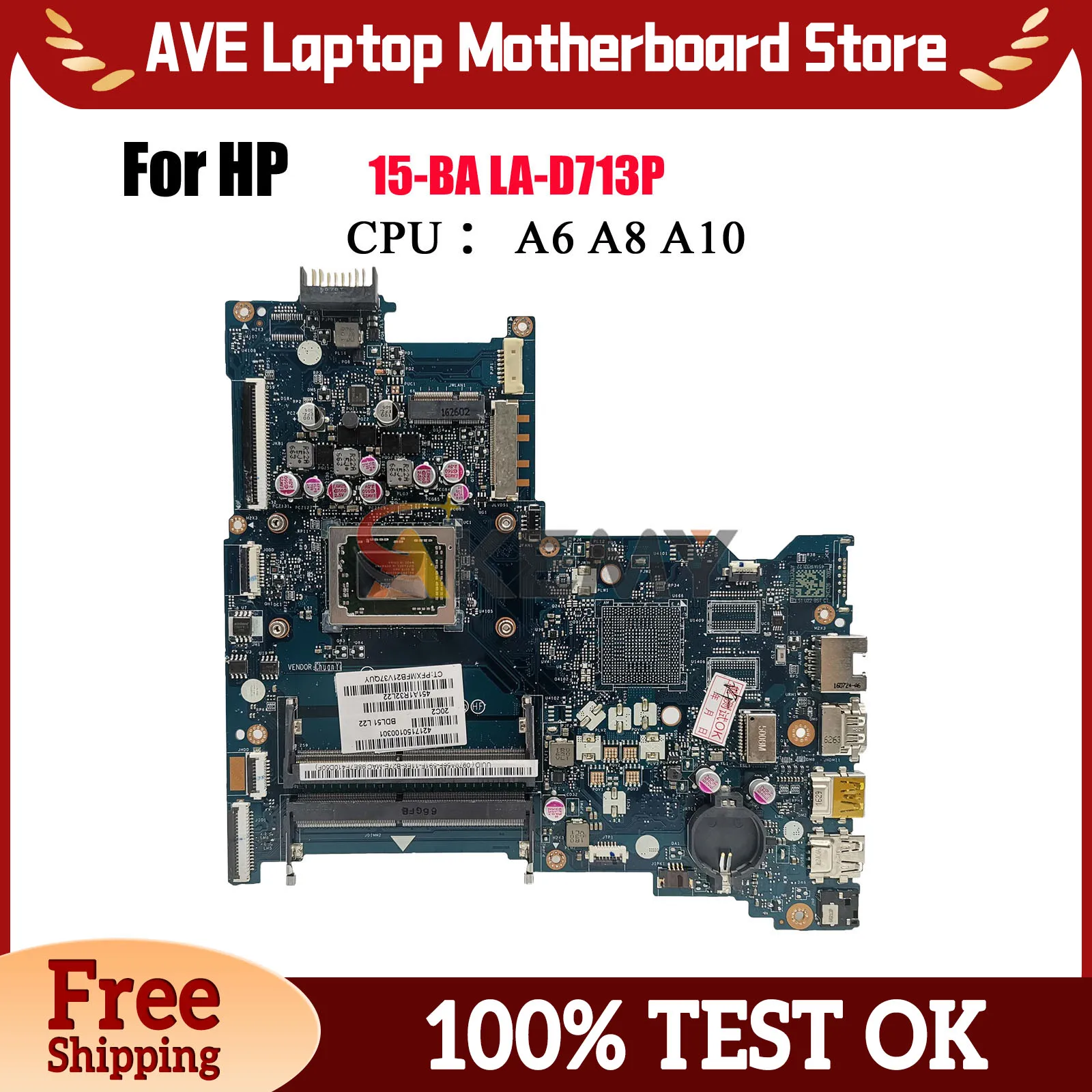 

LA-D713P Материнская плата для ноутбука HP Pavilion 15-BA 15Z-BA с процессором A10 A12 UMA 854957-601 854957-001 100% полностью протестирована