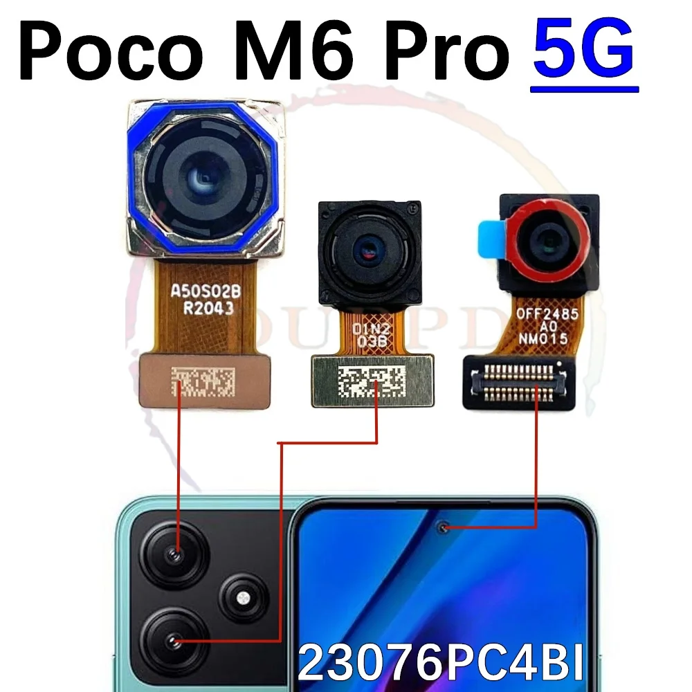 Rear Front Camera For Xiaomi Mi Poco M6 Pro M6pro 5G Backside Facing Frontal Selfie Back Camera Module Replacement Parts