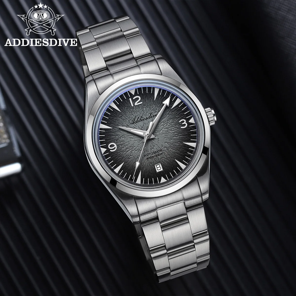 

ADDIESDIVE Stainless Steel Men Watches Bubble Mirror Glass Super Luminous 100m Waterproof Wristwatch 38mm Men's Automation Watch