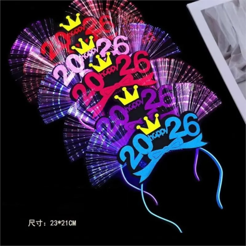 2026 Nuove fasce per capelli in fibra ottica digitale LED lampeggiante Concerto incandescente Copricapo Evento di Capodanno Atmosfera Bar Puntelli Forniture