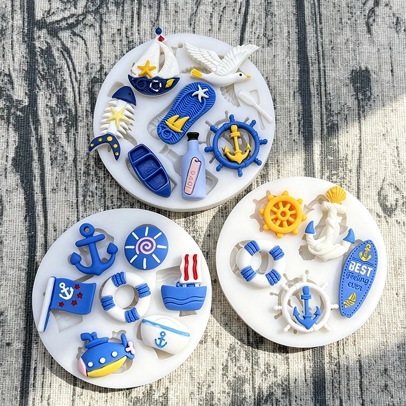 Anchor Seagull Rudder Life Buoy Ocean Silicone Baking Mold Sugarcraft Fondant Decorating Tools Chocolate Gumpaste Cupcake Mold