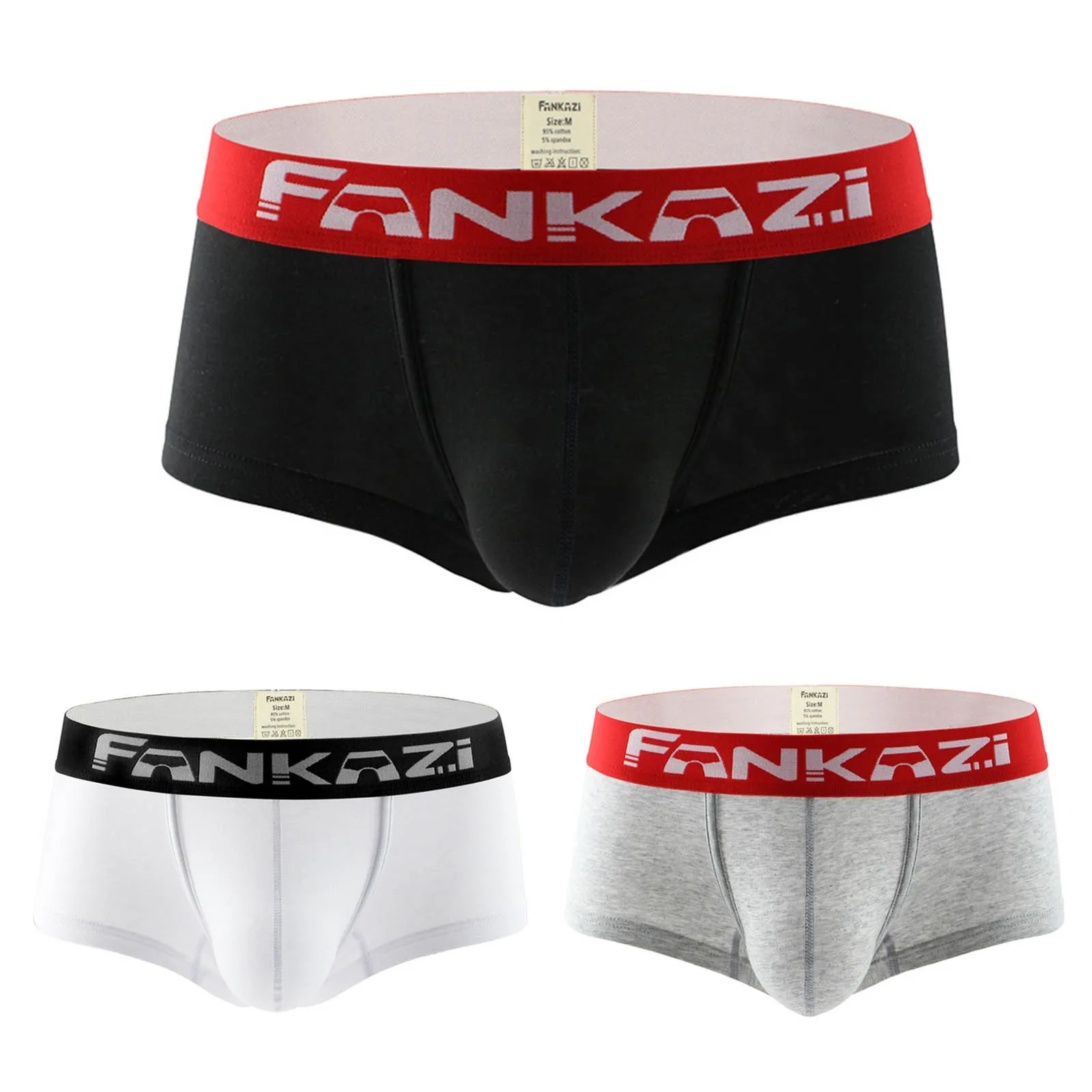 Men'S Flat Angle Pants Low Waisted Splicing Cotton Splicing Underwear Breathable And Comfortable U-Shaped Protruding Underwear image 2