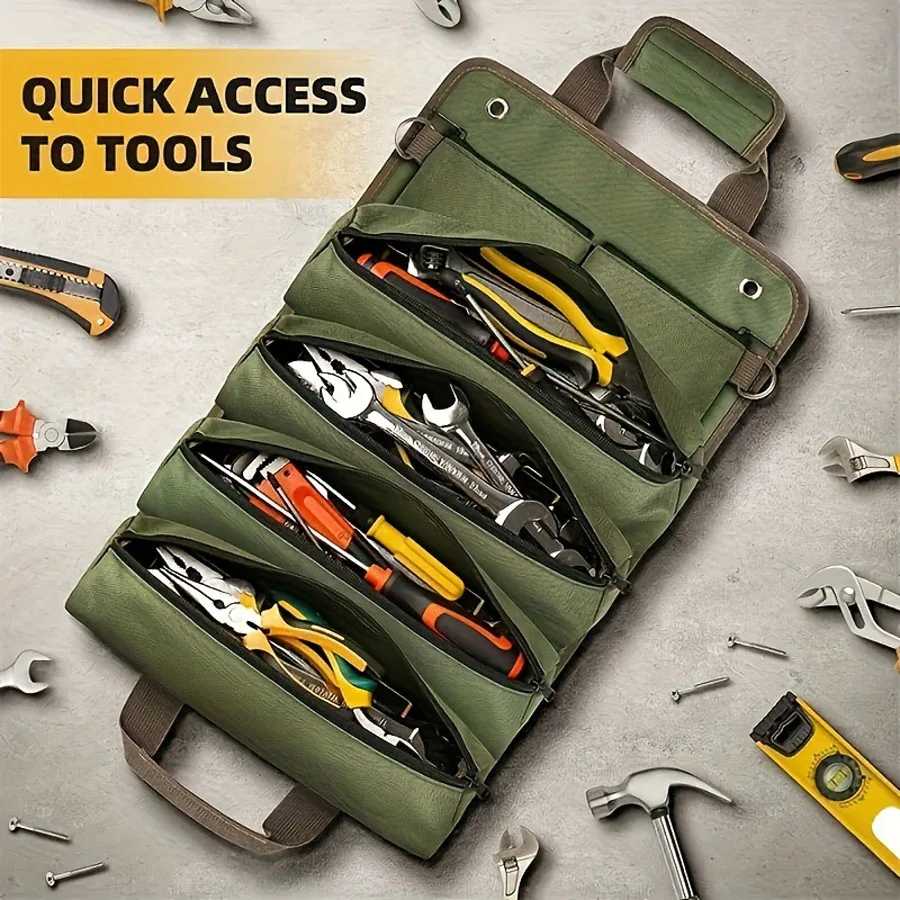 Roll-up Tool Kit Oxford Canvas Tool Bag Car Tool Kit Multi-function Electrician Bag Hardware Tool Kit