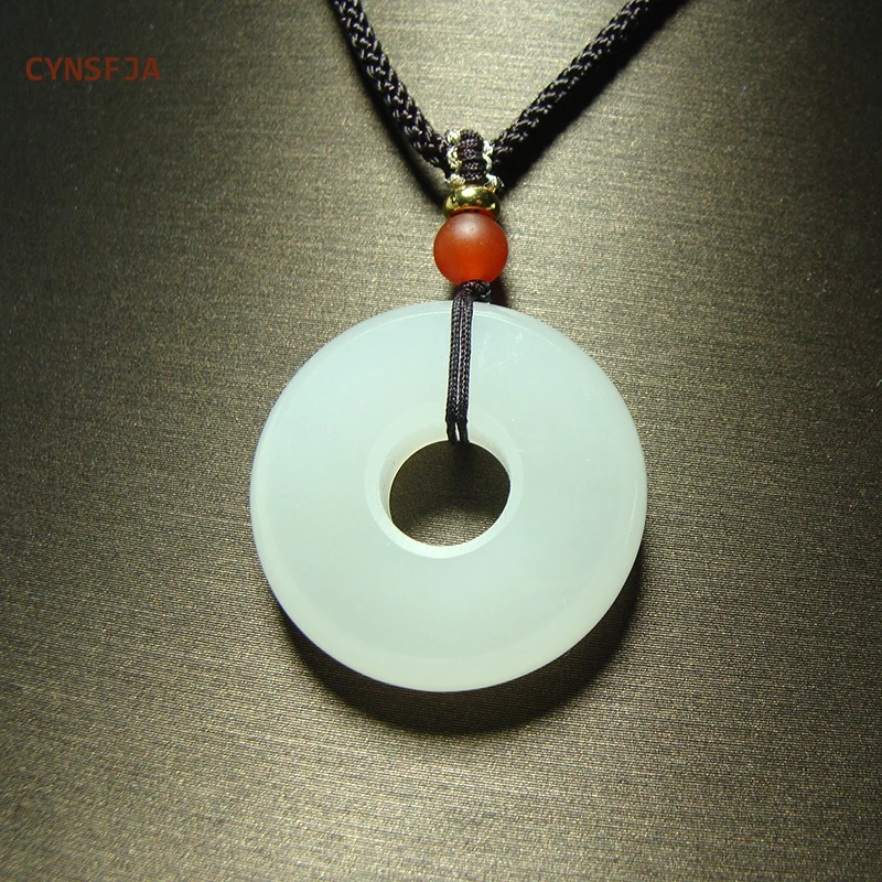 

CYNSFJA New Real Rare Certified Natural Hetian Mutton-Fat Nephrite Lucky Amulet Peace Buckle Jade Pendant High Quality Best Gift