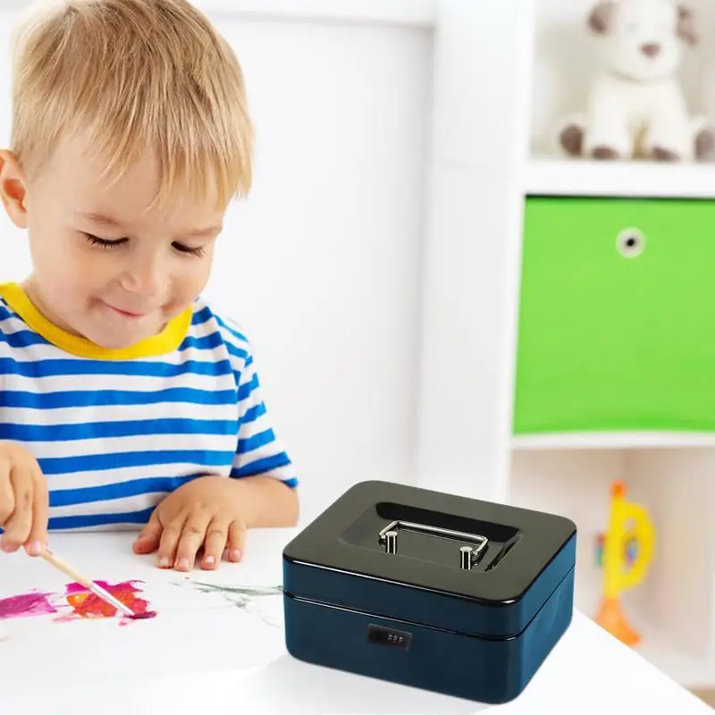 

Money Safe Box Lockable Cash Box With Key,Portable Piggy Box Made Of Metal Small Security Lock Box Sturdy Coin Boxes For Kids