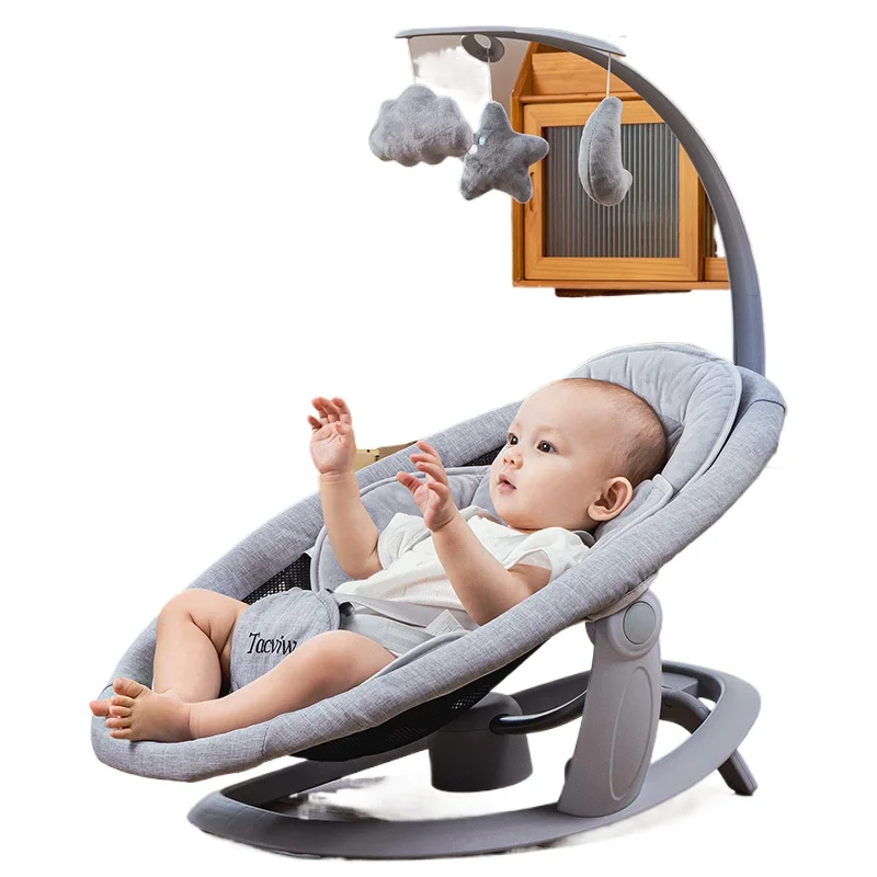 Baby Electric Rocking Chairs, Soothing Chair Can Lie Down or Sit Baby Swing Electric 180° Rotating Seat, Multi Speed Baby Rocker